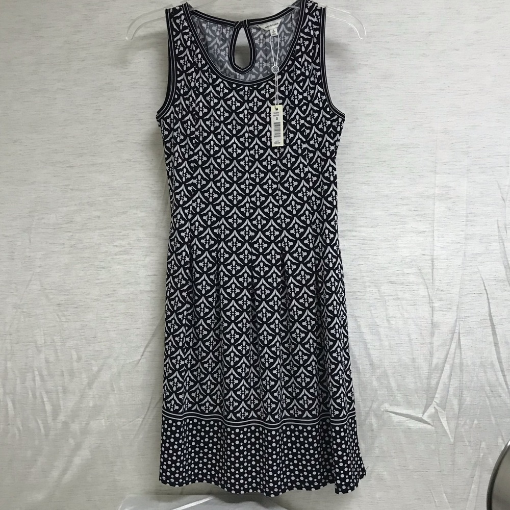 Max studio black/white print midi dress, size S.